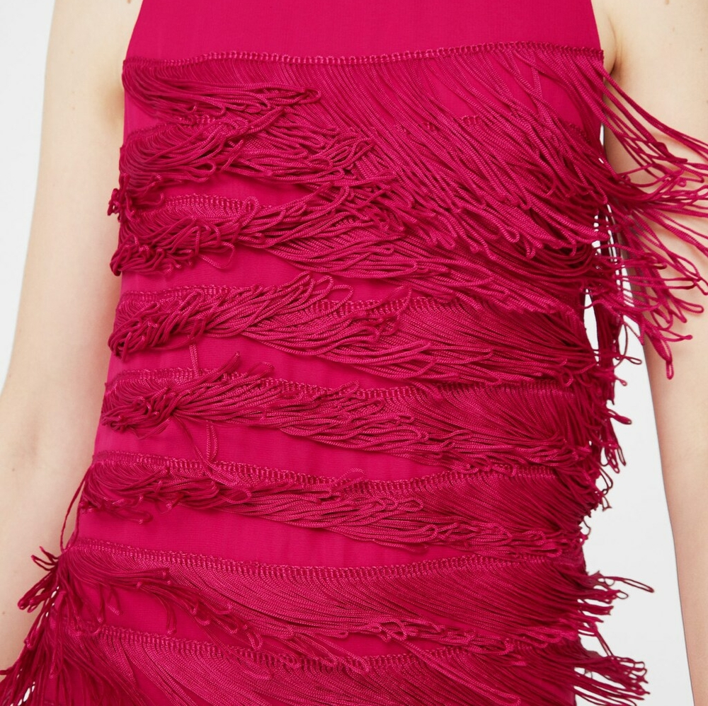 Pink Fringe Flapper Dress Size 6 NWT Mango